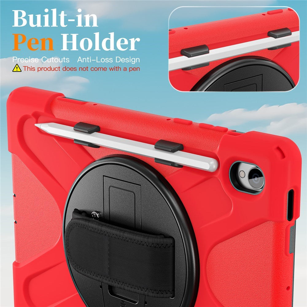 EIDERWOOD Samsung Galaxy Tab S11 Shockproof Case with 360 Degree Rotatable Kickstand & Velcro Strap - Red