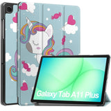Samsung Galaxy Tab A11+ (Plus) EIDERWOOD Faux Leather Flip Case with Motif - Unicorn