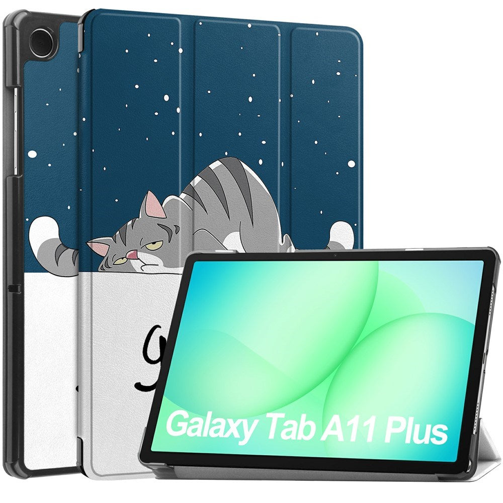 Samsung Galaxy Tab A11+ (Plus) EIDERWOOD Faux Leather Flip Case with Motif - Sleeping Cat