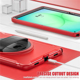 Samsung Galaxy Tab A11+ (Plus) EIDERWOOD Shockproof Case with 360 Degree Rotatable Kickstand - Red