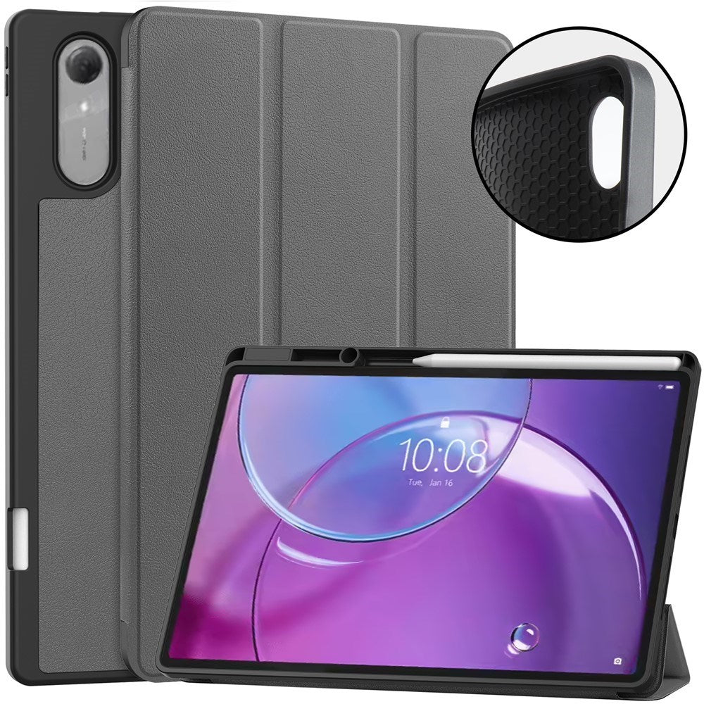 Lenovo Idea Tab Pro (2. Gen.) 13" EIDERWOOD Faux Leather Flip Case with Stand Function & Pencil Holder - Grey