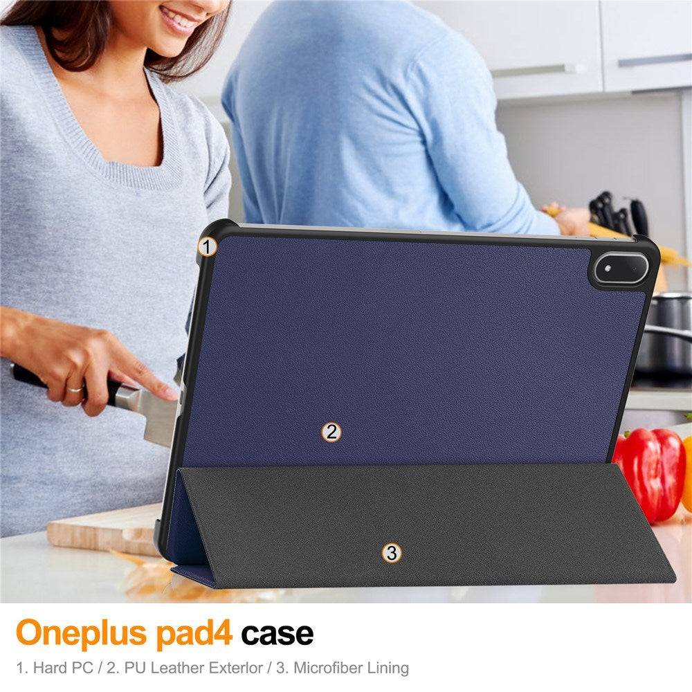 OnePlus Pad 4 EIDERWOOD Faux Leather Flip Case - Blue