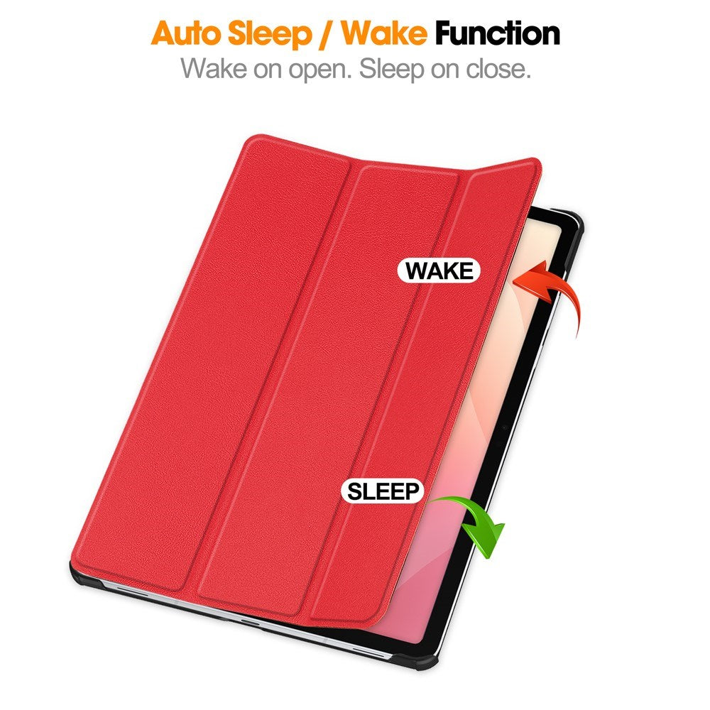 Samsung Galaxy Tab S12+ (Plus) EIDERWOOD Artificial Leather Case with Stand - Red