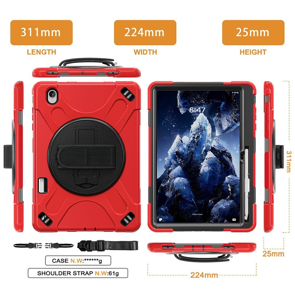 Samsung Galaxy Tab S12+ (Plus) EIDERWOOD Hybrid Rugged Case w. Kickstand - Red