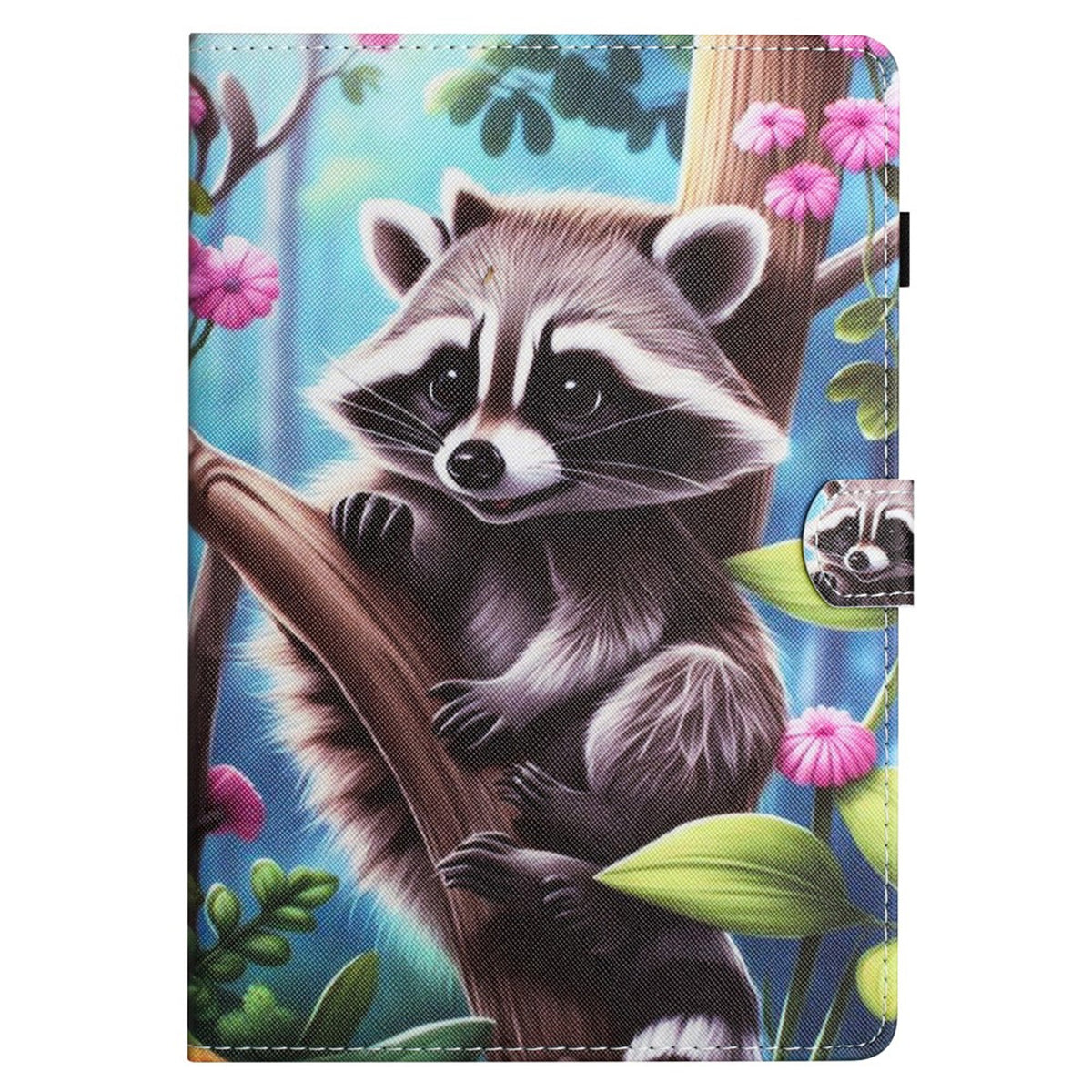 iPad Mini (2026) 8th Gen. EIDERWOOD Faux Leather Flip Case with Card Holder - Raccoon