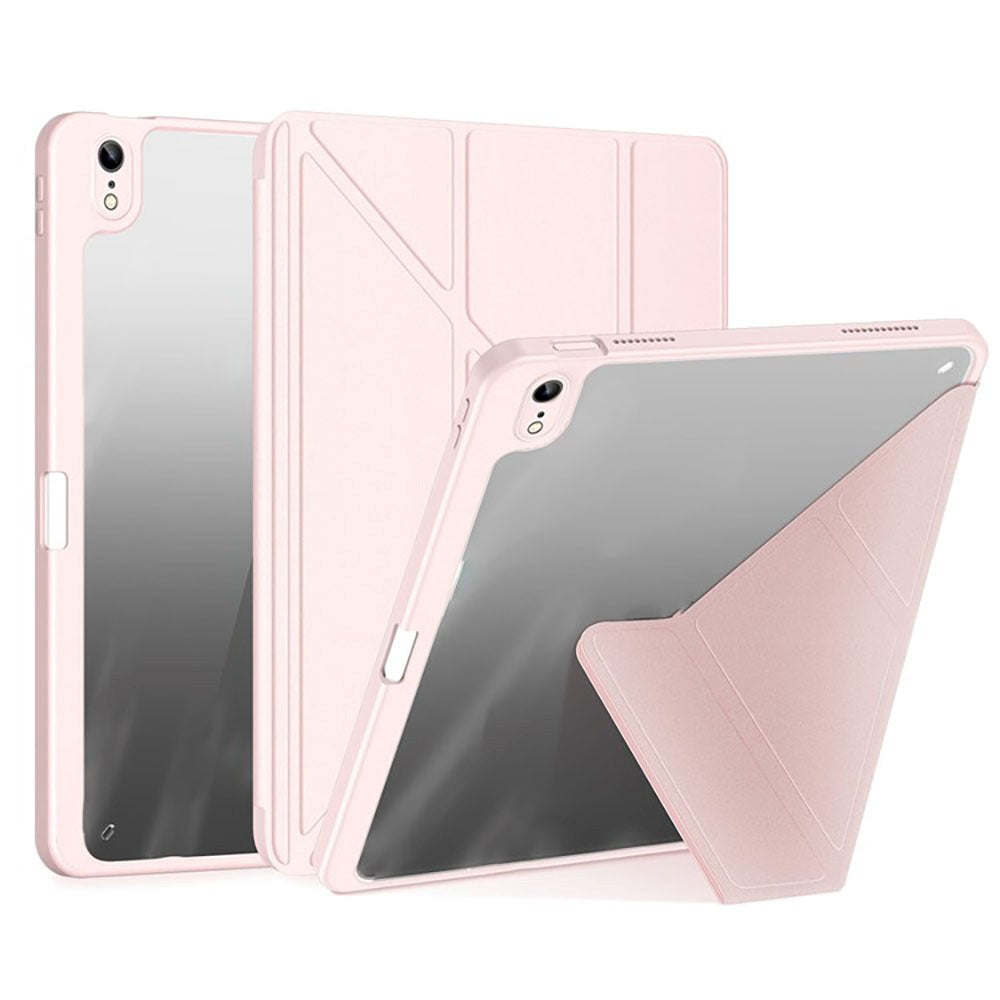 iPad 10.9" (2022) PU Leather / Plastic Flip Case - DUX DUCIS MAGI Series - Transparent / Pink