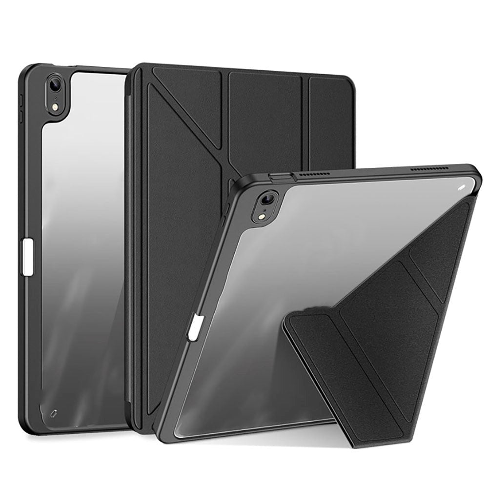 iPad 10.9" (2022) PU Leather / Plastic Flip Case - DUX DUCIS MAGI Series - Transparent / Black