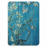 iPad 10.9" (2022) Leather Tri-fold Case - White Flowers