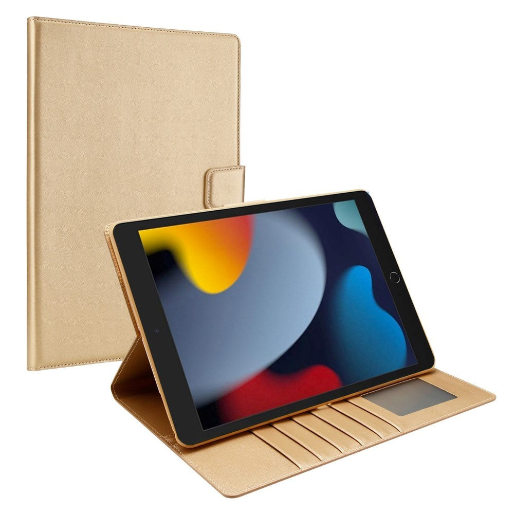 iPad 10.2" (2021 / 2020 / 2019) / Air (2019) / Pro 10.5" Faux Leather Flip Case w. Card Holder & Kickstand - Gold