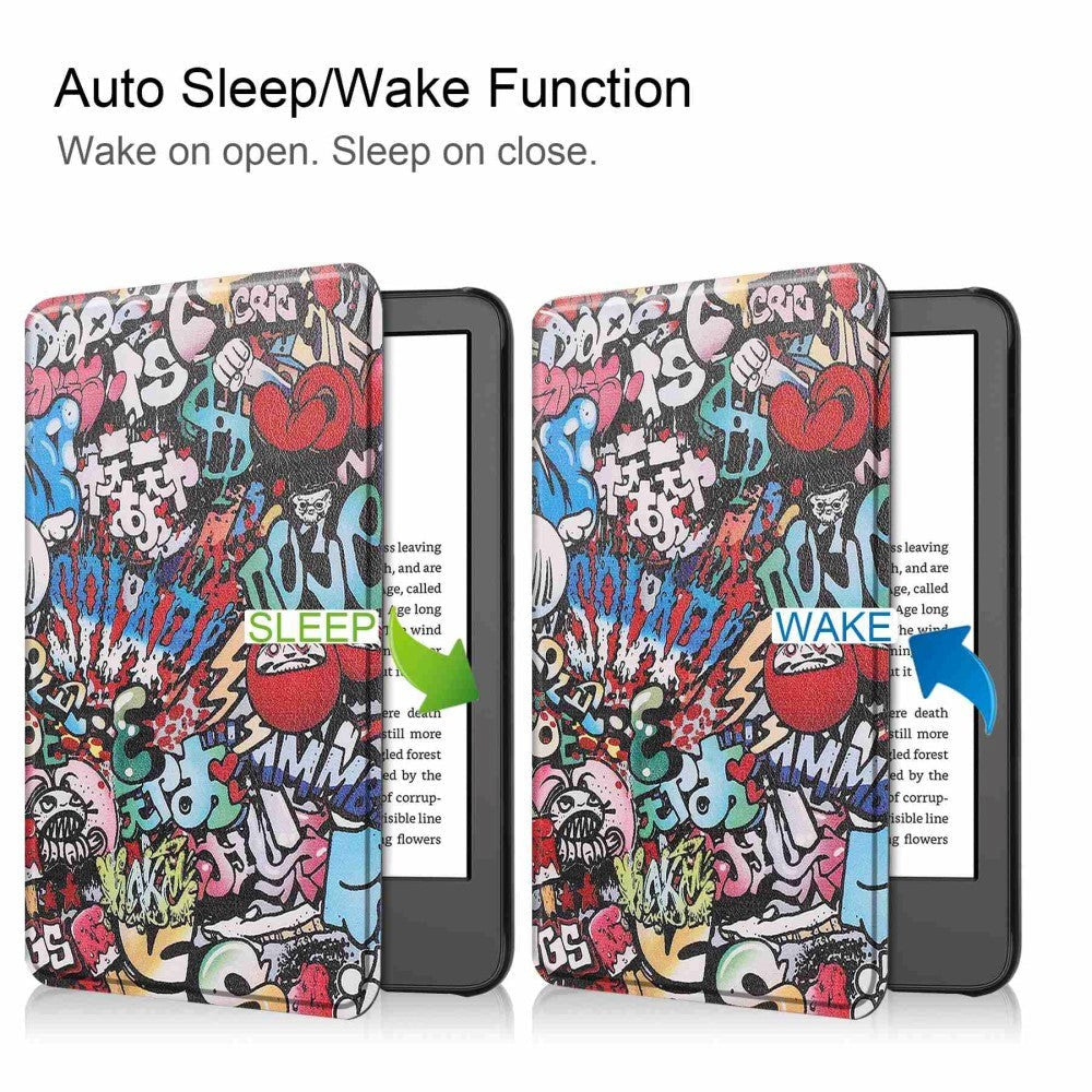 Amazon Kindle 11th Generation (2022) PU Leather Flip Case w. Seelp/ Wake-up Function - Graffiti