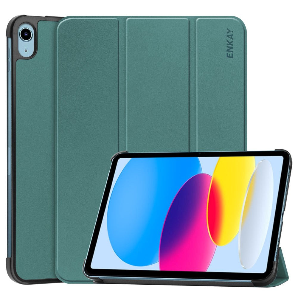 Apple iPad 10.9" (2022) ENKAY PU Leather Flip Case w. Stand - Green