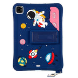 iPad Air (2022 / 2020) / Pro 11 (2022 / 2021 / 2020 / 2018) Kids Case w. Stand & Cartoon - Dark Blue