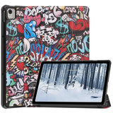 EIDERWOOD Nokia T21 Tri-Fold PU Flip Case with Sleep / Wake-up Function - Graffiti