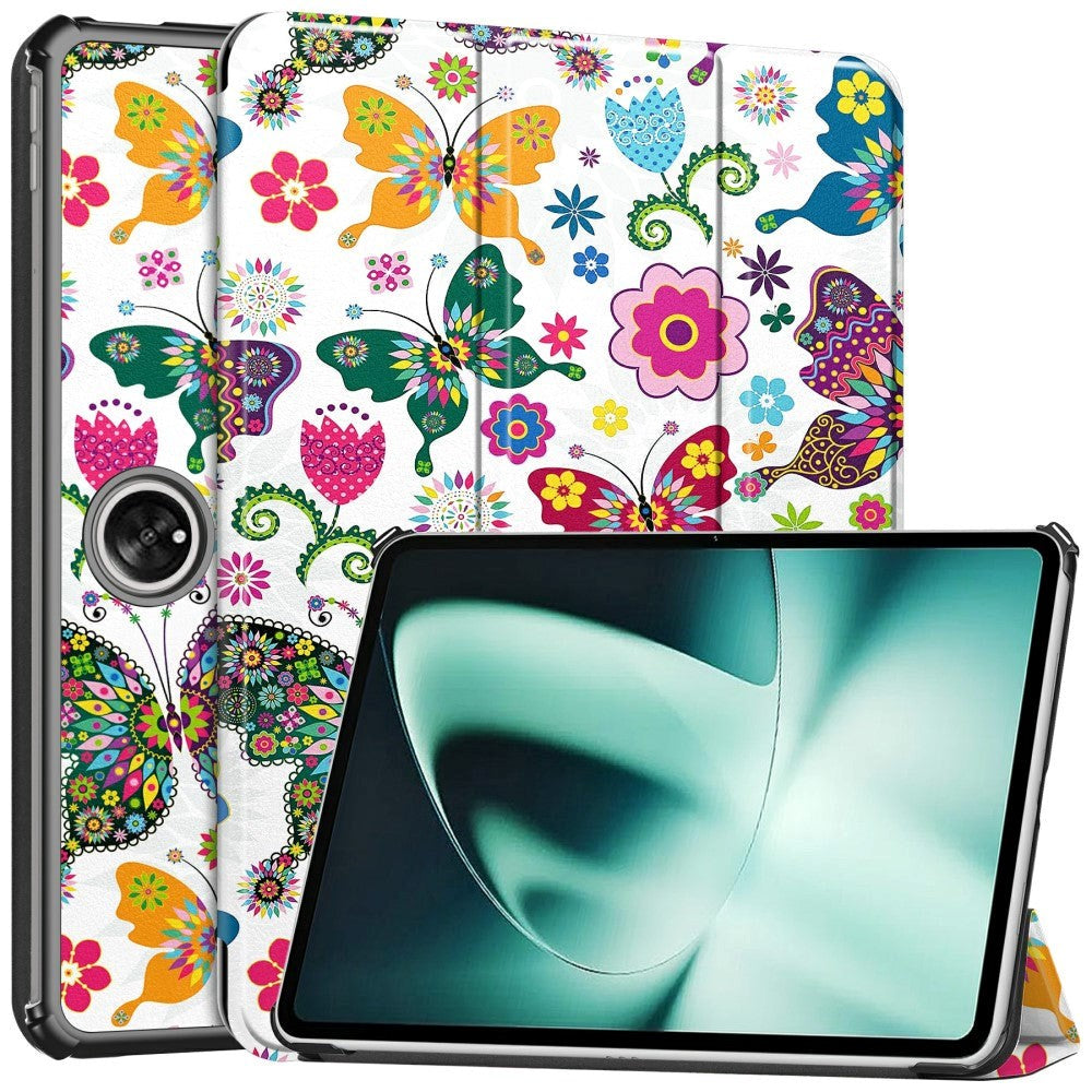 OnePlus Pad / Oppo Pad 2 PU Leather Flip Case W. Kickstand & Wake-up Function - Colourful Butterflies