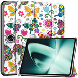 OnePlus Pad / Oppo Pad 2 PU Leather Flip Case W. Kickstand & Wake-up Function - Colourful Butterflies