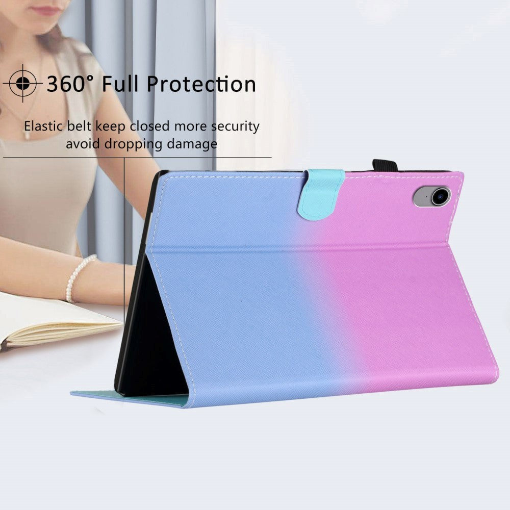 iPad 10.9" (2022) Kickstand PU Leather Case w. Wake-up Function & Card holder - Pink / Blue