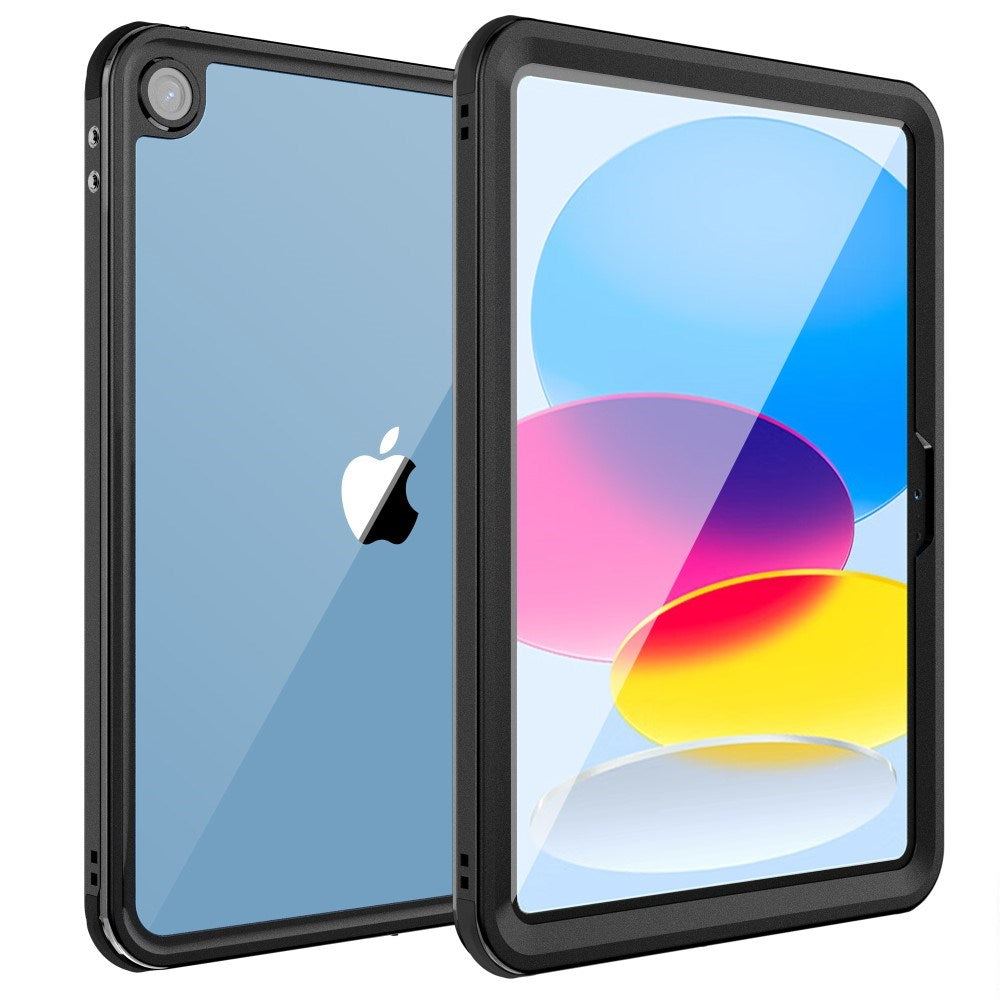 iPad 10.9" (2022) Waterproof Craftsman Cover w. Screen Protector - Transparent / Black