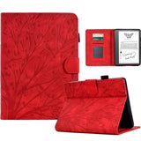 Amazon Kindle 11th Generation (2022) Leather Wallet Case - Tree Imprint - Red