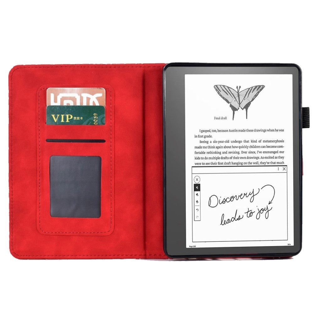 Amazon Kindle 11th Generation (2022) Leather Wallet Case - Tree Imprint - Red