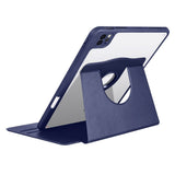 iPad Pro 12.9" (2022 / 2021 / 2020 / 2018) Hybrid Flip Case Apple Pencil Holder - Dark Blue / Transparent