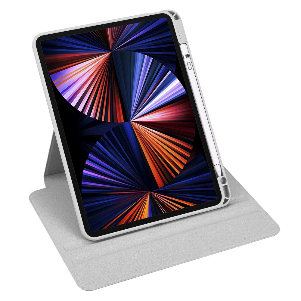 iPad Pro 12.9" (2022 / 2021 / 2020 / 2018) Hybrid Flip Case Apple Pencil Holder - Gray / Transparent