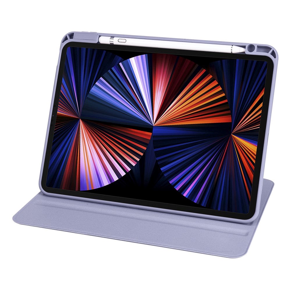 iPad Pro 12.9" (2022 / 2021 / 2020 / 2018) Hybrid Flip Case Apple Pencil Holder - Purple / TransparentPurple / Transparent