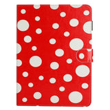 iPad 10.2" (2021 / 2020 / 2019) / Air 10.5" (2019) / Pro 10.5" Leather Flip Case w. Colored Dots - Red / White