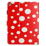 iPad 10.2" (2021 / 2020 / 2019) / Air 10.5" (2019) / Pro 10.5" Leather Flip Case w. Colored Dots - Red / White