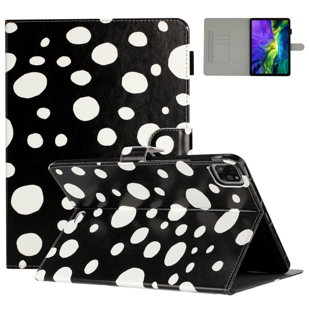 iPad Air (2022 / 2020) / Pro 11 (2022 / 2021 / 2020 / 2018) Leather Flip Case w. Colored Dots - Black / White