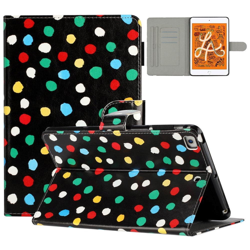 iPad Pro 9.7 (2016) / iPad Air / iPad Air 2 / iPad 9.7 (2017/2018) Leather Flip Case w. Colored Dots - Black / Multi