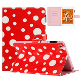 iPad Pro 9.7 (2016) / iPad Air / iPad Air 2 / iPad 9.7 (2017/2018) Leather Flip Case w. Colored Dots - Red / White