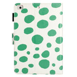 iPad Pro 9.7 (2016) / iPad Air / iPad Air 2 / iPad 9.7 (2017/2018) Leather Flip Case w. Colored Dots - White / Green