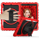 iPad 10.2" (2021 / 2020 / 2019) Drop Proof Case w. Hand Holder, Kickstand & Apple Pencil Holder - Red