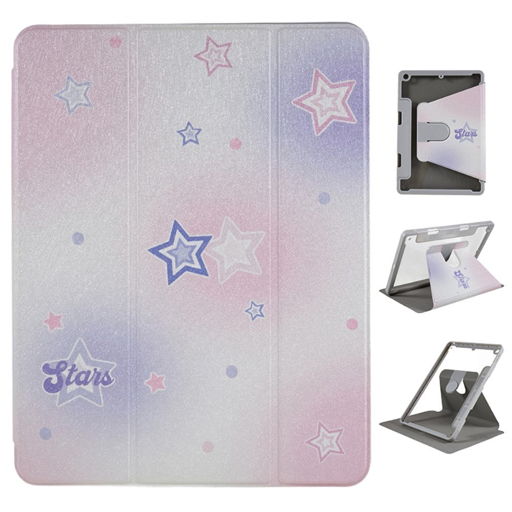 iPad 10.2" (2021 / 2020 / 2019) Hybrid Flip Case w. 360° Kickstand & Apple Pencil Holder - Stars / Transparent