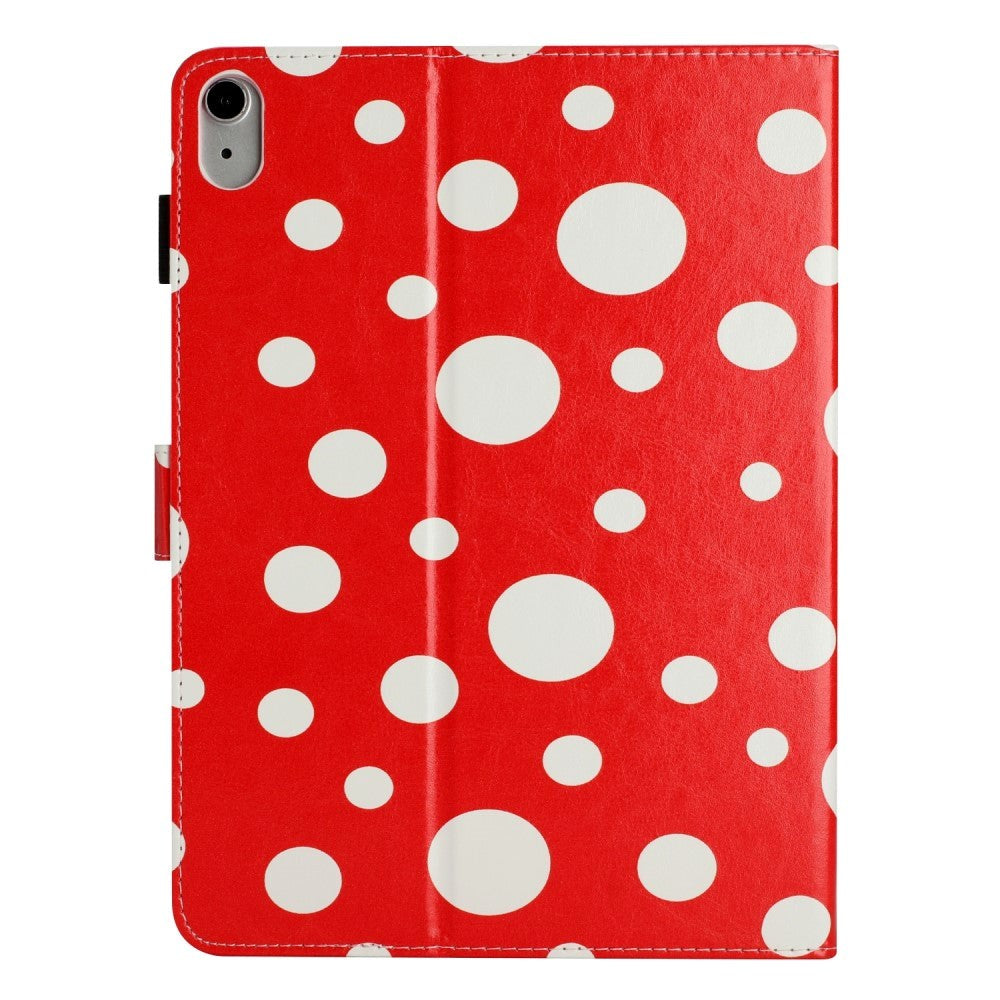 iPad 10.9" (2022) Leather Flip Case w. Colored Dots - Red / White