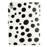 iPad 10.9" (2022) Leather Flip Case w. Colored Dots - White / Black