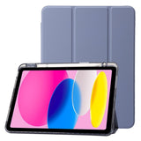 EIDERWOOD iPad 10.9" (2022) Tri-Fold Artificial Leather Flip Case w. Apple Pencil Holder - Purple