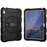 iPad 10.9" (2022) Tough Case w. Hand Holder, Kickstand & Shoulder Strap - Black