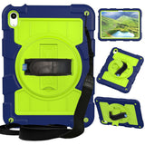 iPad 10.9" (2022) Tough Case w. Hand Holder, Kickstand & Shoulder Strap - Blue / Green