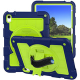 iPad 10.9" (2022) Tough Case w. Hand Holder, Kickstand & Shoulder Strap - Blue / Green