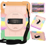 iPad 10.9" (2022) Tough Case w. Hand Holder, Kickstand & Shoulder Strap - Pink / Multi