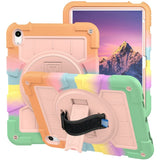 iPad 10.9" (2022) Tough Case w. Hand Holder, Kickstand & Shoulder Strap - Pink / Multi