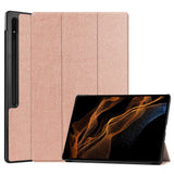 Samsung Tab S9 Ultra Tri-Fold Leather Case w. Stand - Rose Gold