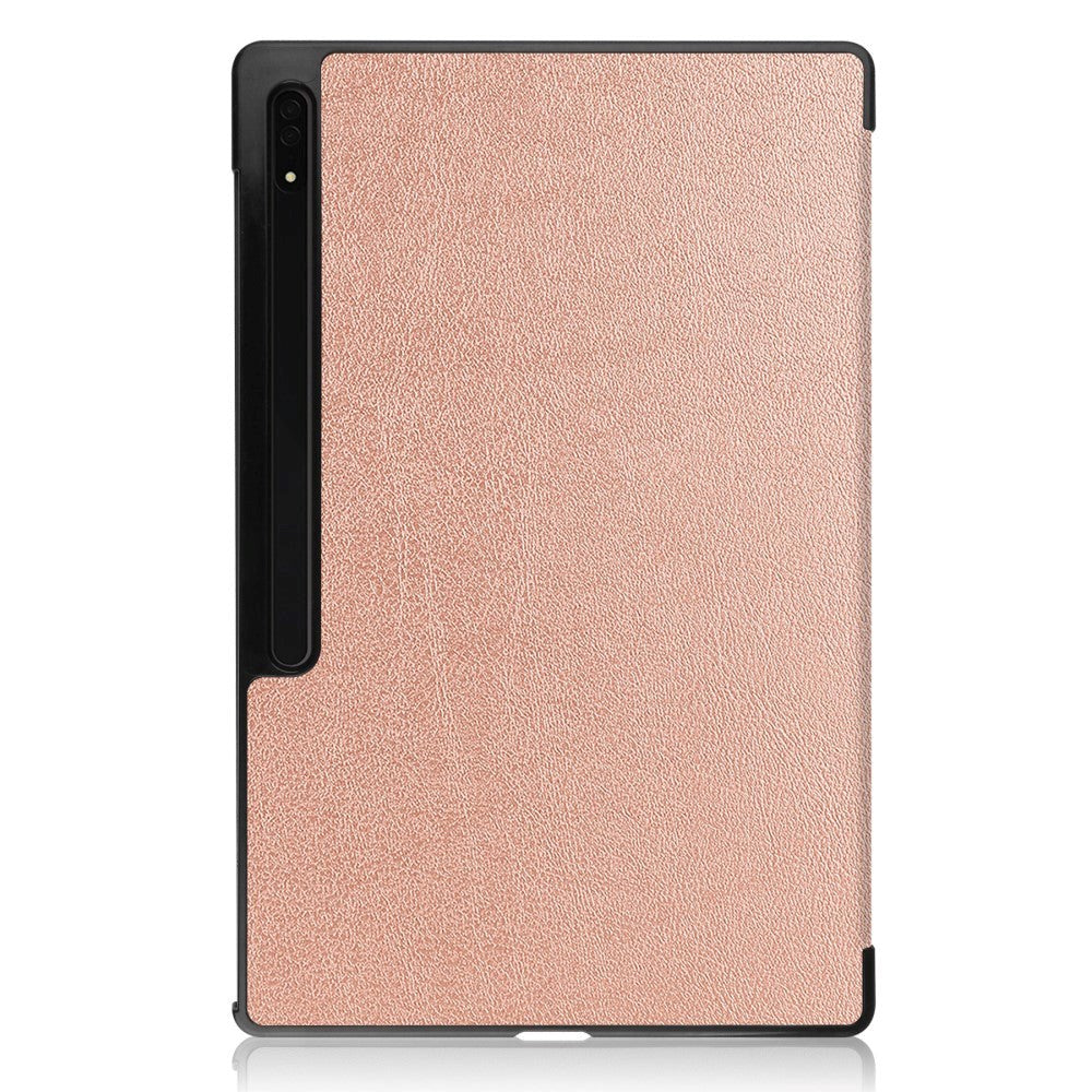 Samsung Tab S9 Ultra Tri-Fold Leather Case w. Stand - Rose Gold