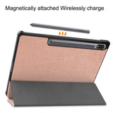 Samsung Galaxy Tab S9+ (Plus) Tri-Fold Leather Case w. Stand - Rose Gold