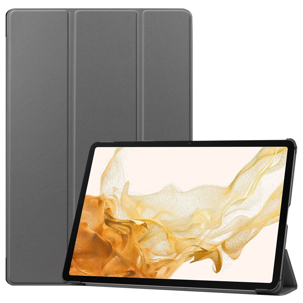 Samsung Galaxy Tab S9+ (Plus) Tri-Fold Leather Case w. Stand - Grey