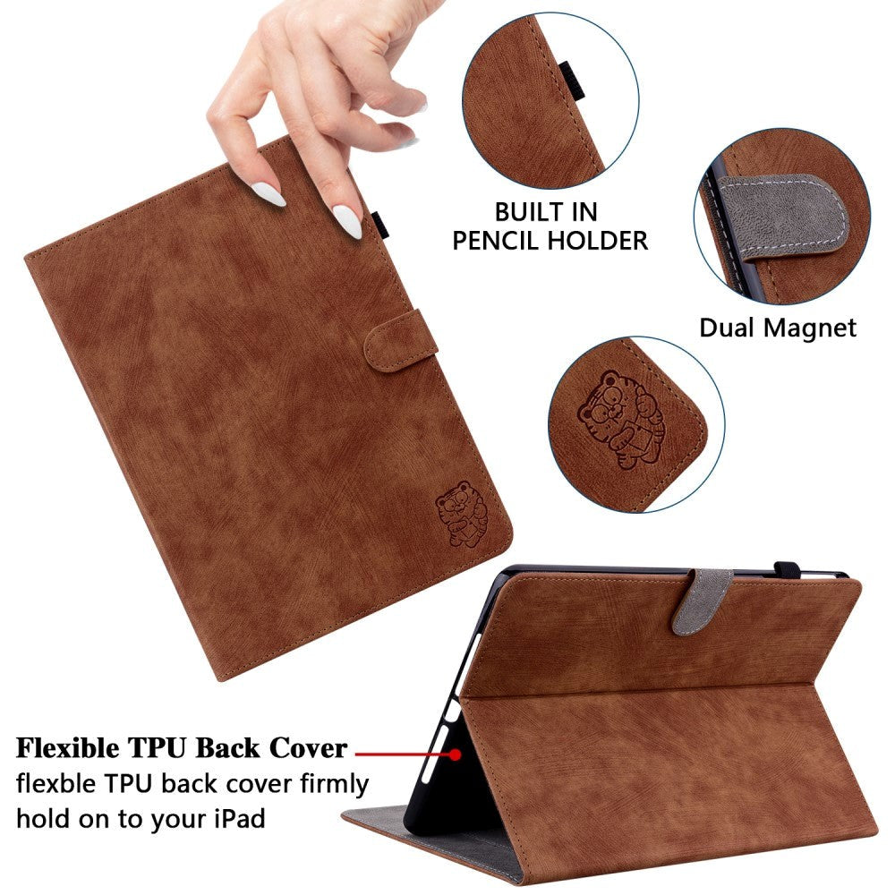 Samsung Galaxy Tab S9 Soft Leather Case w. Stand & Card Holder - Brown