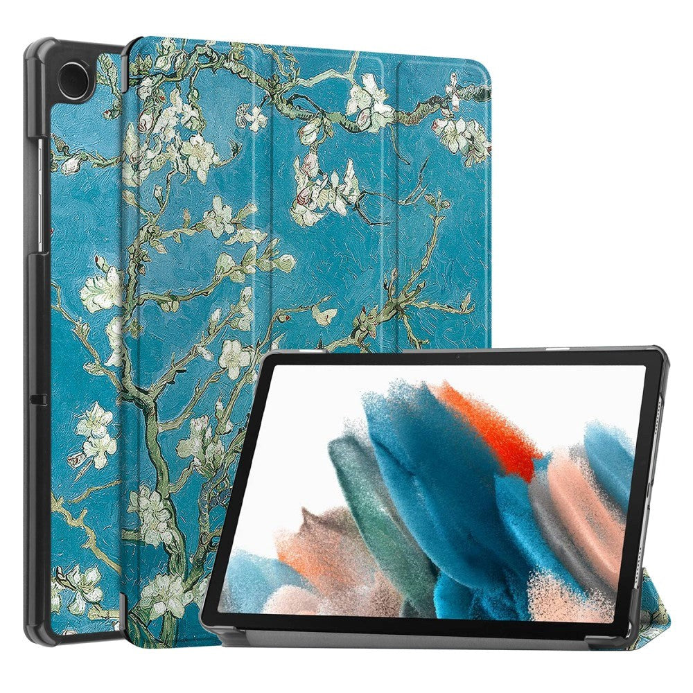 Samsung Galaxy Tab A9 Tri-Fold PU Flip Case with Sleep / Wake-up Function - Flower Branches