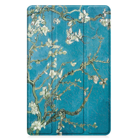 Samsung Galaxy Tab A9 Tri-Fold PU Flip Case with Sleep / Wake-up Function - Flower Branches