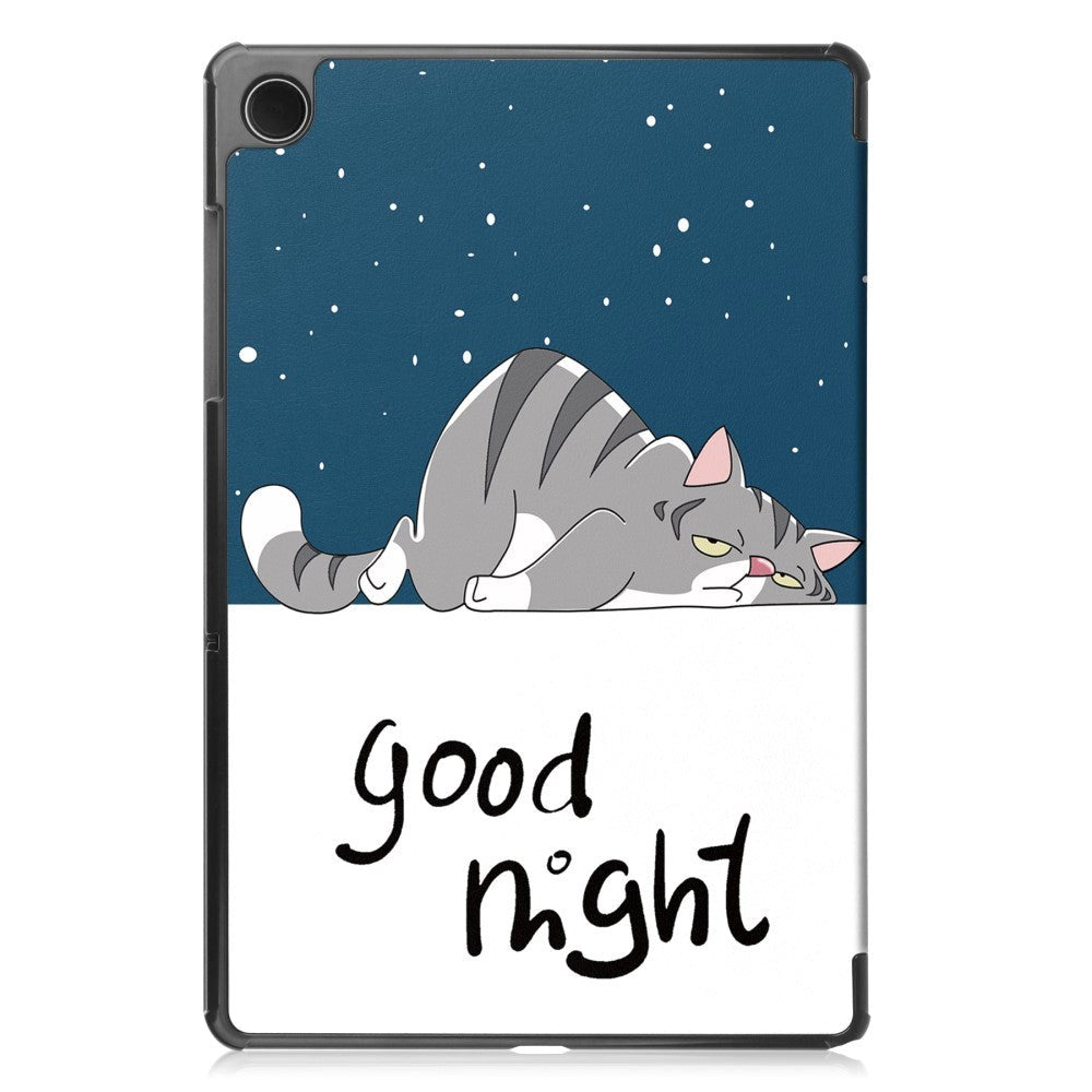 Samsung Galaxy Tab A9 Tri-Fold PU Flip Case with Sleep / Wake-up Function - Cat